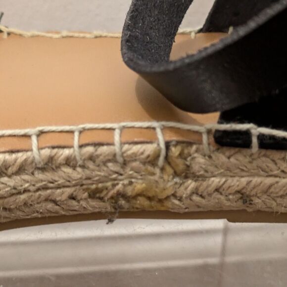 Old Navy Black Faux Leather Jute Buckle Espadrille Women's 8 - Picture 10 of 16